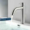 Basin Faucet Stainless Steel Silver Single Cold Sink Sink Water Taps Home Bathroom Fixture Accessories Counter Basin Faucet