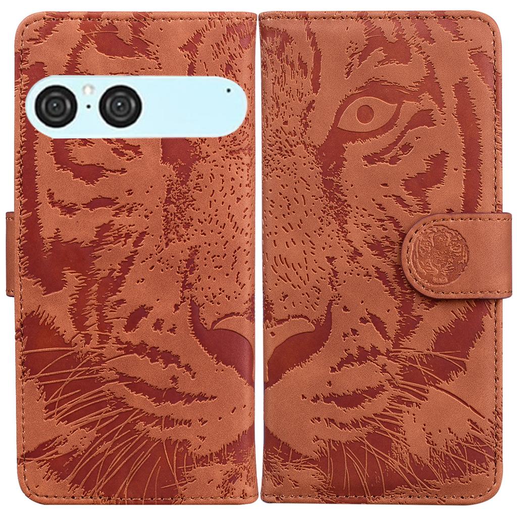 For Sony Xperia 10 VII Case Tiger Imprint Leather Wallet Phone Cover