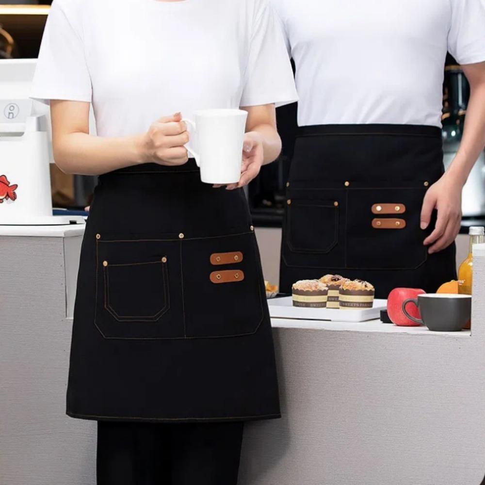 Short Half Apron Waterproof Waiter Uniform Kitchen Staff Apron for Men Women