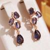 Позолоченные серьги с геометрическим фиолетовым цирконием для женщин, классические ювелирные изделия, элегантные серьги