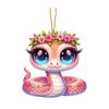 Pink Flower Snake Pendant Acrylic Christmas Tree Hanging Car Decoration Funny Snake Lover Xmas Gift