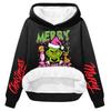 Women's Casual Fashion Plus Velvet Thickened Christmas Print Hooded Sweatshirt