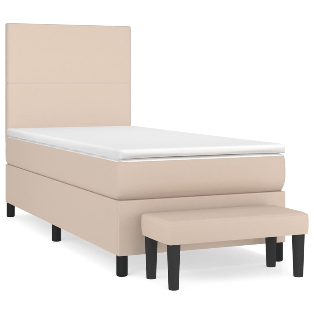 Box Spring Bed with Mattress Cappuccino Brown 90x200 cm Artificial Leather