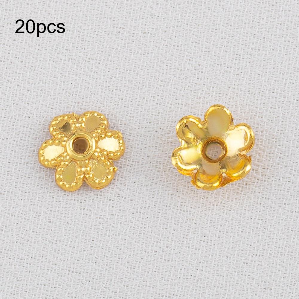 10pcs 15pcs 20pcs 18K Gold Plated Leaf Flower Bead Caps Bracelet Necklace Crafts Round Bead Cap DIY Jewelry Making Accessories