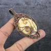 Yellow Septarian Handmade Copper Wire Wrap Jewelry Pendant 3.31" A0a71