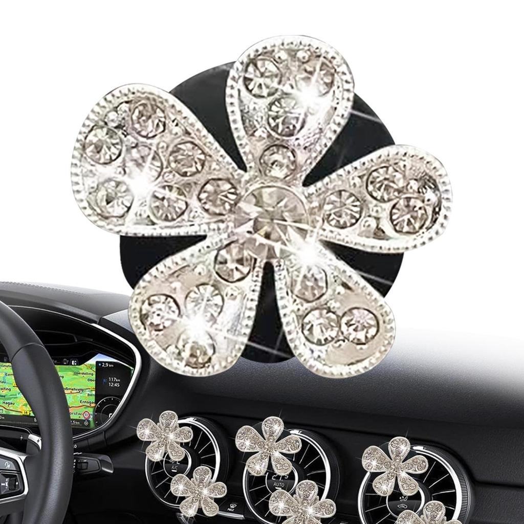 Rhinestone Car Vent Clip - Car Air Conditioning Vent Clip, Rhinestone Flower, Elegant Fashion