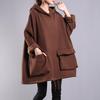 Plus Size Women Oversized Thick Plush Hooded Sweatershirt Autumn Winter Warm Long Sleeve Loose Casual Hoodie Coat