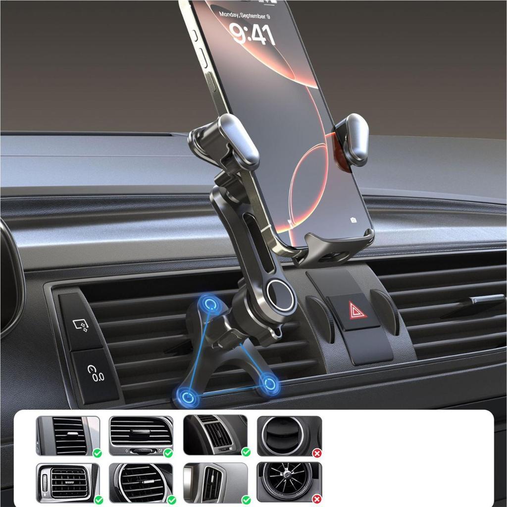 Car Phone Holder Mount Vent Clip Silicone Non-Slip Stand Car Vent Phone Holders for Family Friends Women Automotive Vehicle