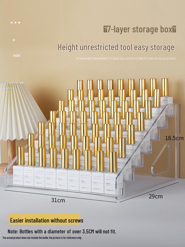 Многослойная прозрачная коробка для демонстрации и хранения лаков для ногтей, для нейл-арта, губных помад, теней для век и инструментов для УФ-геля.
