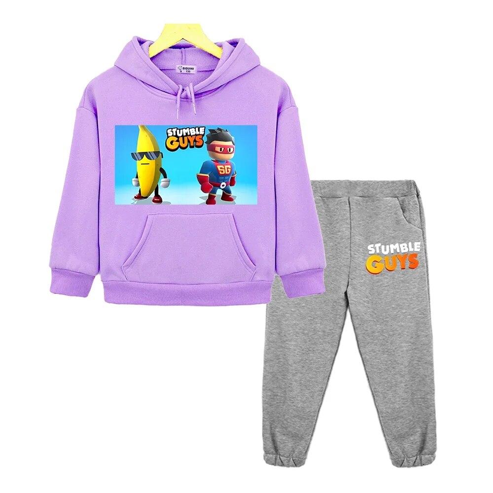 Stumble Guys Hooded Sets Casual Sweatshirt Boy Girl Anime Hoodie Y2k Clothes Autumn Pullover Fleece Jacket Kids Boutique Clothes