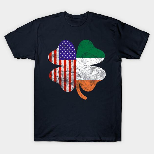 Asian Size Men Print T-shirt Irish American Flag Shamrock No-Cut Heat Transfer Print Cotton Tshirt