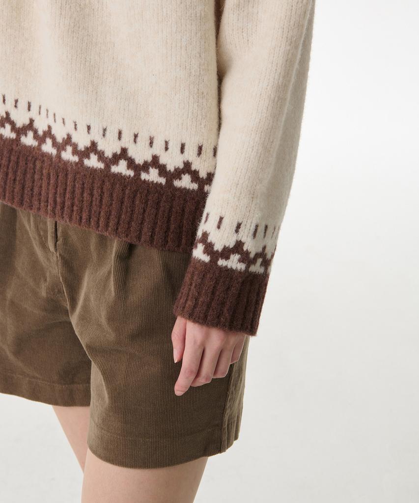 MUSINSA STANDARD WOMAN Женский свободный вязаный свитер в стиле Fair Isle [Кремово-бежевый]