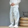 Мужские шаровары с жаккардовым узором "Синий Дракон", атласный пояс-шнурок, широкие штанины