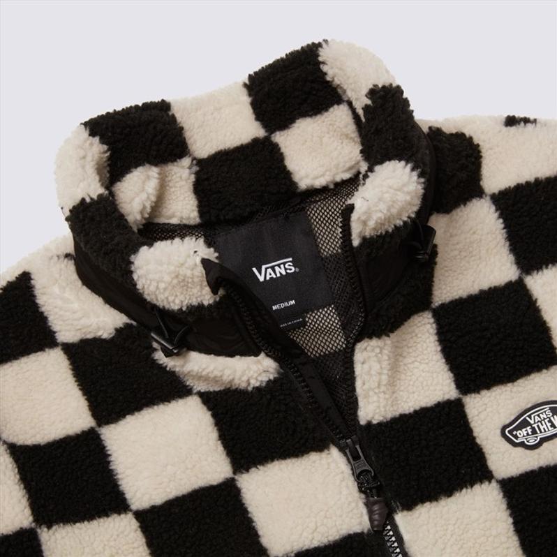 Vans Куртка с принтом в клетку, воротником-стойкой, застежкой-молнией и длинными рукавами, унисекс, черная VN000KCWE1N1