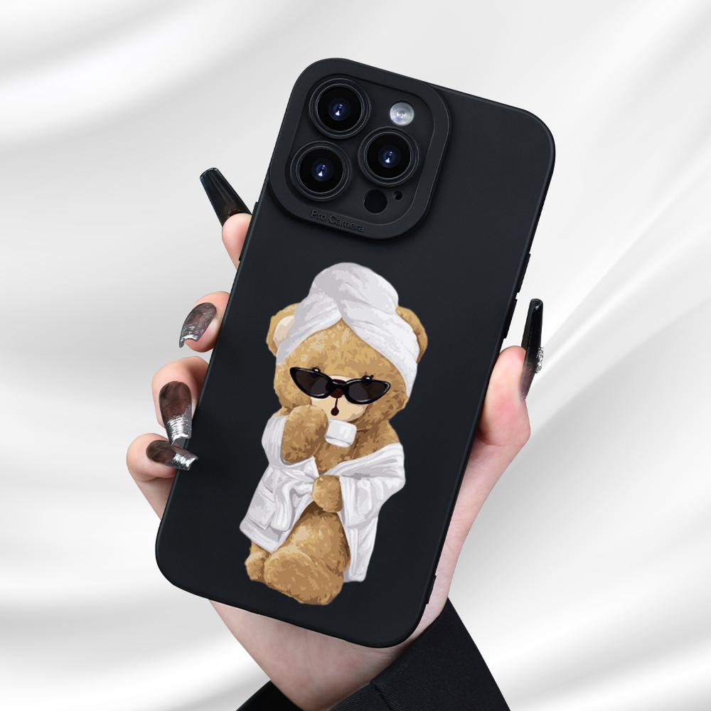 Креативный чехол для телефона с рисунком медведя, подходит для iPhone 17 16 15 14 13 12 11 Pro/Max/Plus, противоударная задняя крышка