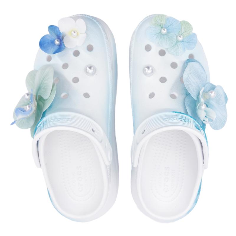 Crocs Crush Clog EVA Повседневные Универсальные Расписанные вручную Коллекция Весна/Лето Граффити Обувь с отверстиями Унисекс Изумрудно-зеленый