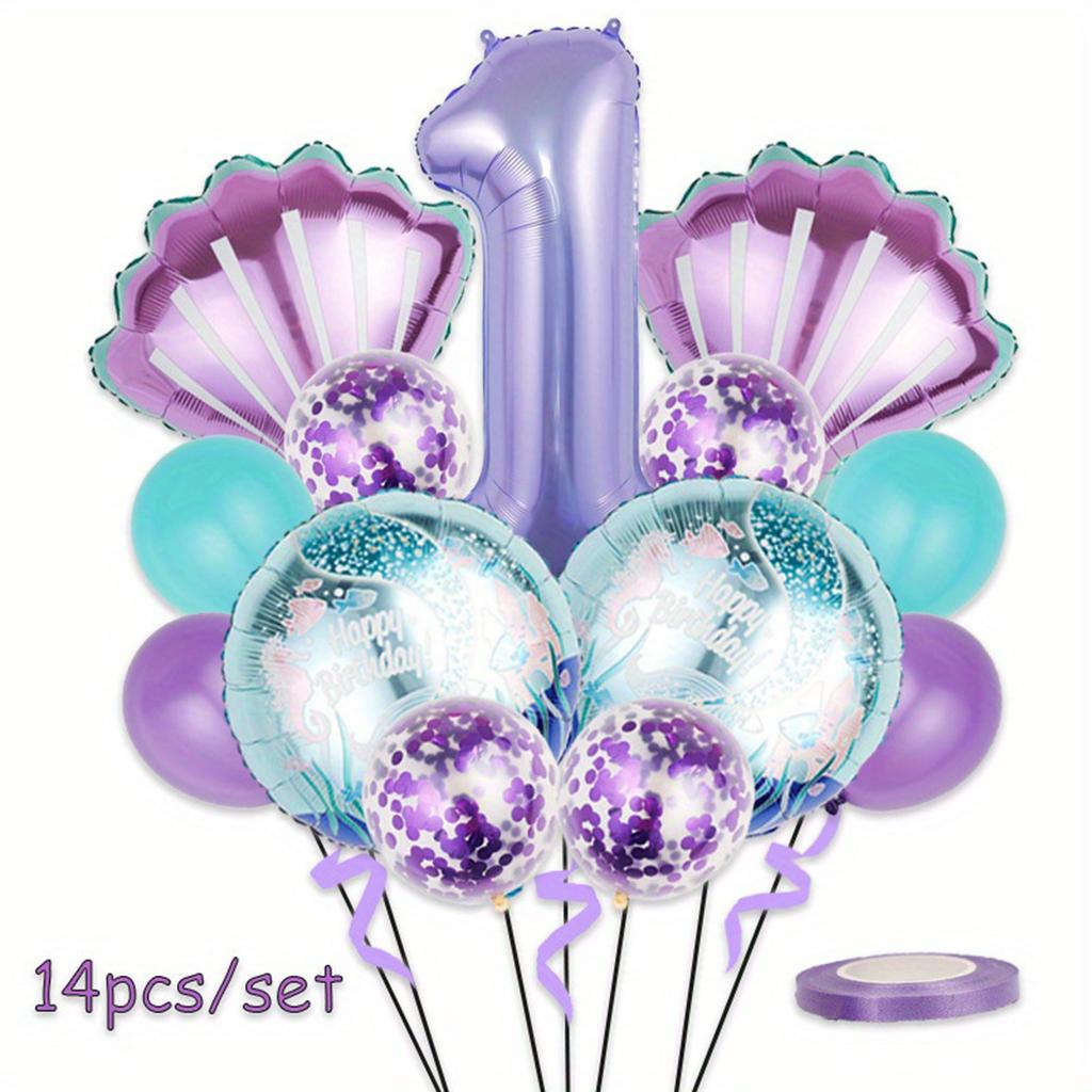 32inch Purple Number Shell Foil Balloon Girls Happy Birthday Balloons Set 1st 2nd 3rd 4th Birthday Balloon Set