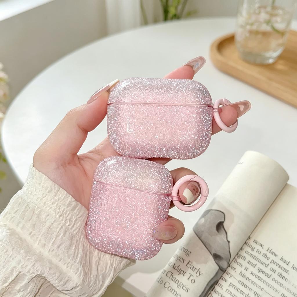 Для Airpods 4 ANC 3 2 1 Чехол с блестками и стразами Для Airpods Pro 3 Блестящий Матовый Пластиковый Защитный Корпус для Наушников+Металлическая Застежка