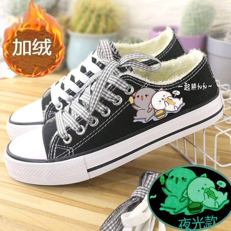 Низкие парусиновые туфли, маленькие белые туфли, женская обувь, студенты, бархат на осень и зиму, корейская версия, балетки, кеды, одинарные туфли, б