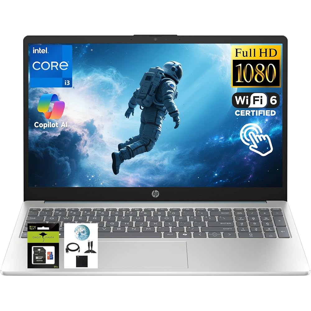 HP 15.6-inch FHD Touchscreen Student Laptop, 8-Core Intel Core i3-N305 (up to 3.8GHz), 8GB DDR4 RAM, 512GB SSD, HD Private Webcam, Fast Charging, Copi