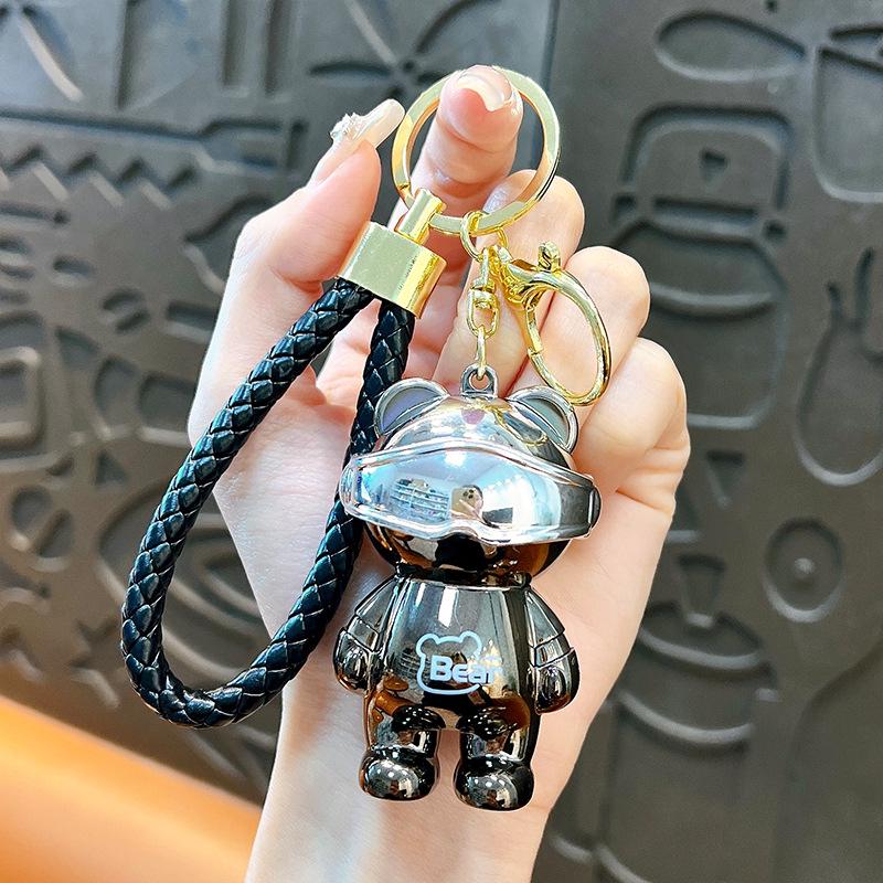 Креативный красочный светодиодный брелок в виде медведя-панка – гальванизированный ночник-подвеска для сумки в подарок