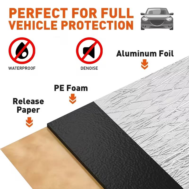 2000*500mm 250*400mm 5/10mm Car Sound Mat Proofing Deadener Heat Noise Insulation Deadening Mat Hood Closed Cell Foam Accessory Heat Shields 2