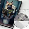 Собака Обезьяна Шотландская Корова Сидят на Туалете Читают Газету Постер Животный Принт Холст Картина Забавный Декор Стены Ванной