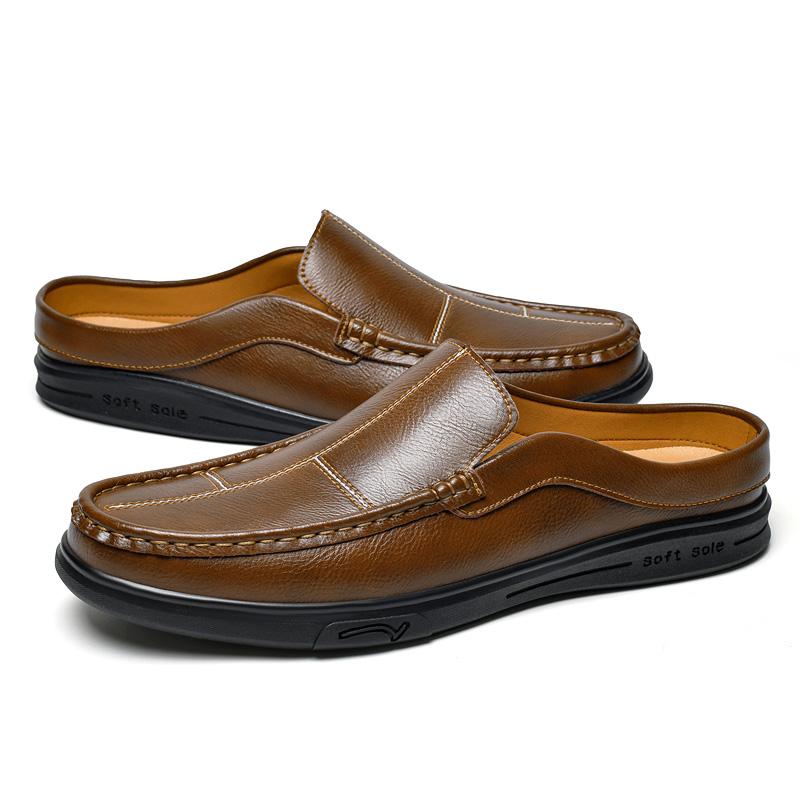 Mens Muller Shoes Four Season New Anti Slip Business Loafers Fashion Comfort Casual Slip on Flats Soft Soled Half Drag Slippers