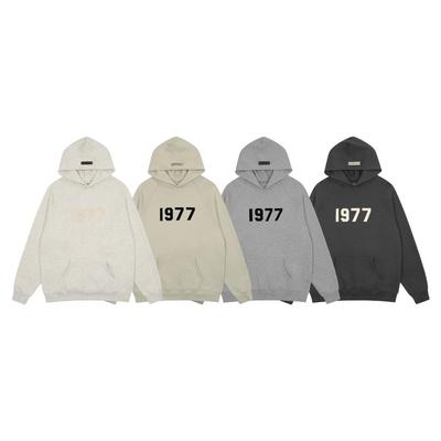 ESSENTIALS 1977 Худи с начесом для мужчин и женщин, Большие размеры, Свободная повседневная куртка на флисовой подкладке.