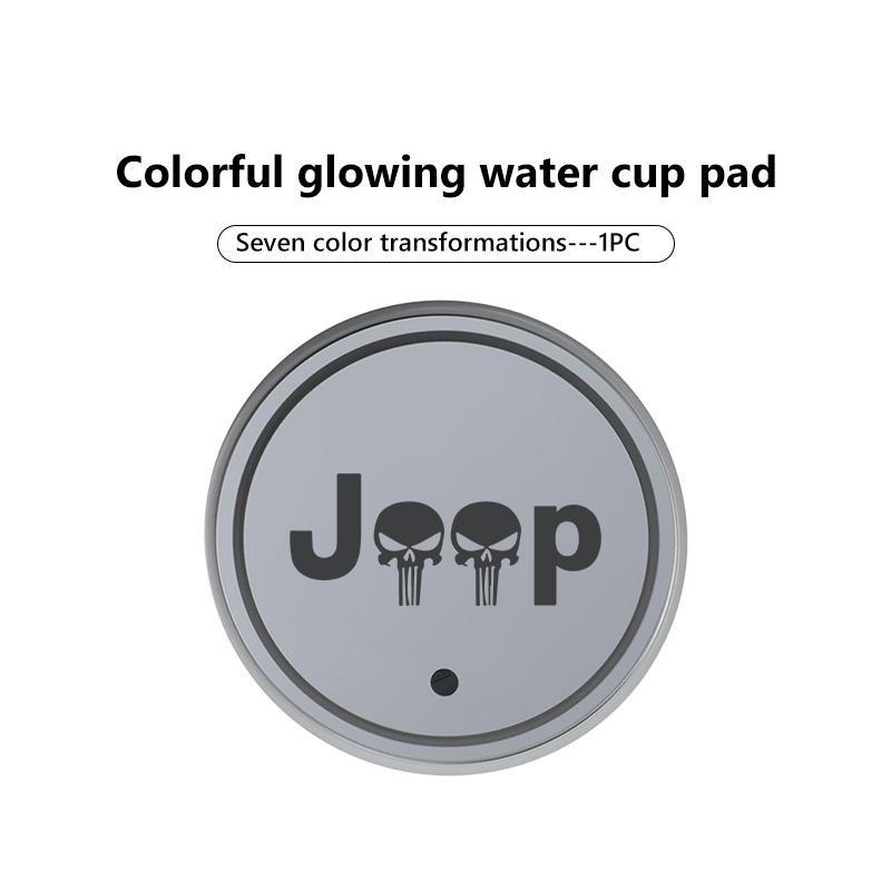 7 Color LED Car Cup Holder Light Luminous Coaster Water Cup Pad For Jeep Grand Cherokee Patriot Renegade Compass Wrangler NXJPT1
