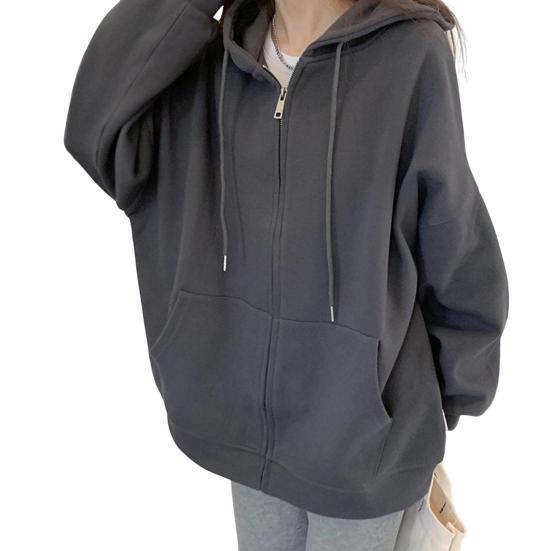 Women's Oversized Hoodies Full Zip Up Long Sleeve Sweatshirt with Pockets Casual Drawstring Jackets Fall Outwear