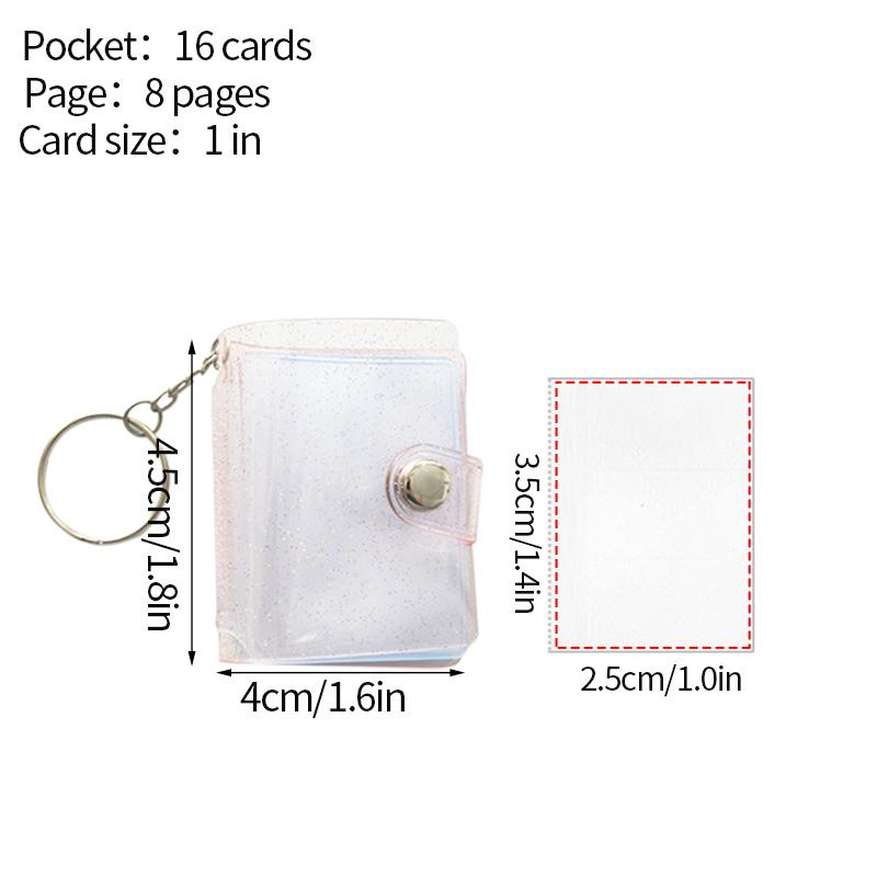 Mini Photocard Holder Transparent 16 Pockets Photo Album Keychain Idol Kpop Photocard Holder Binder Photocards Collector Book