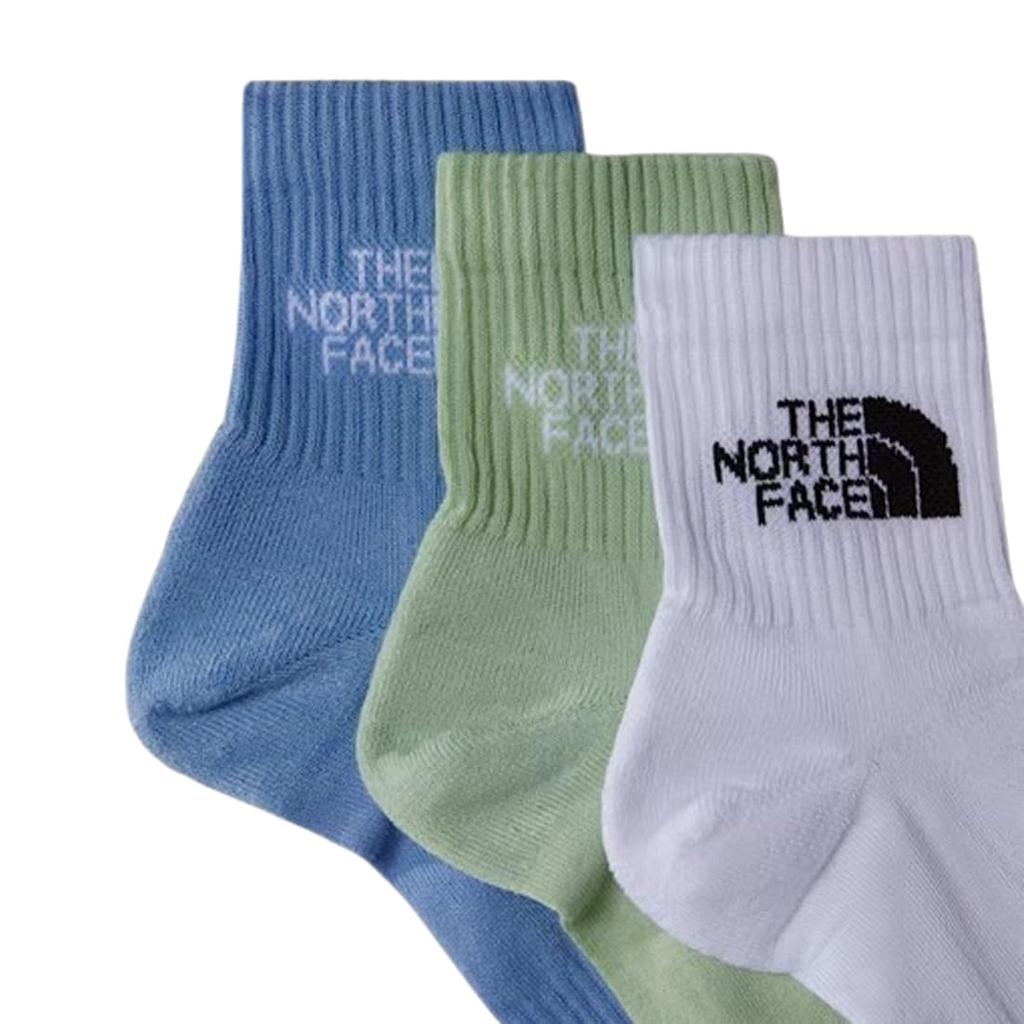 The North Face Multi Sport Cush Crew Assorted Size L Men's Socks, 3-Pair Set, Mid-Length, Logo, White/Misty Sage/Blue (Size 0OD), (NF0A882G)