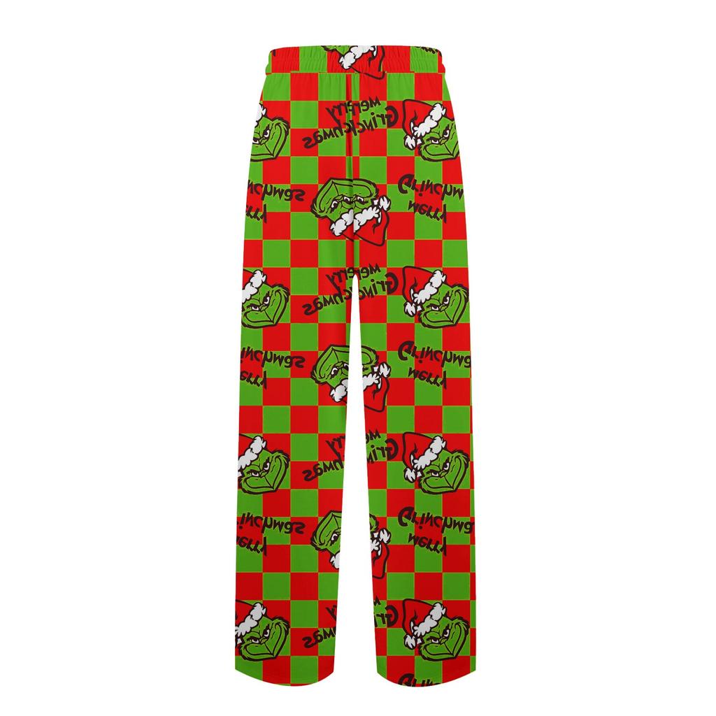Men's Knitted Fashionable Printed Pocket Casual Pants Pajama Pants