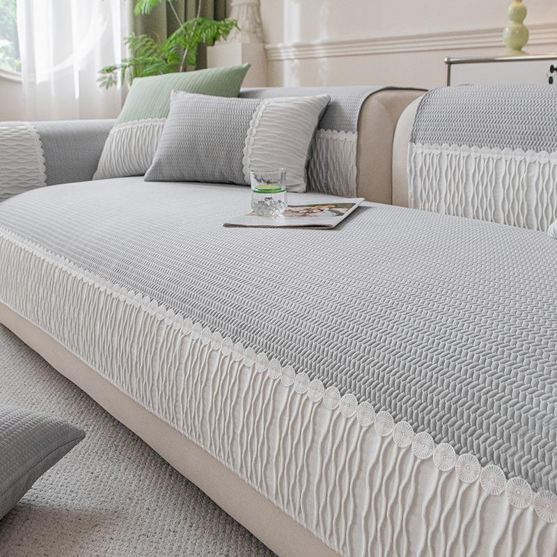 Summer French Cold Bean Sofa Cushion New Cool Feeling Ice Silk High Feeling Summer Non-slip Cover Cloth Towel