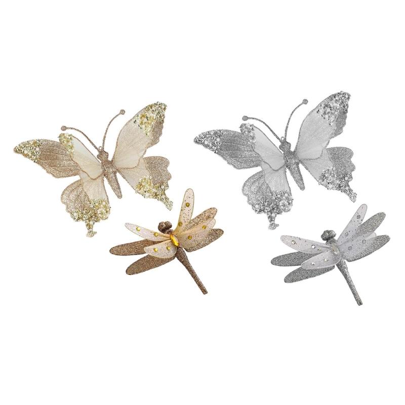 Lightweight Plastic Butterfly And Dragonflies Christmas Decorations For Indoor Outdoor Holiday Homes Party Accessories