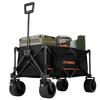 TOMSHOO Folding Wagon Beach Wagon with Large Sturdy Foldable Wagon with All Terrain Side Pockets and Brake Garden Cart for Outdoor Use Cart, Wheels,