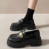 Black British Style Platform Small Leather Shoes Women's 2024 Autumn and Winter New Versatile Retro Mary Jane Single Shoes Loafers