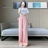 Wide Leg Pants for Women High Elastic Waist Casual Loose Straight Pants Satin Long Trousers for Summer Spring Fall