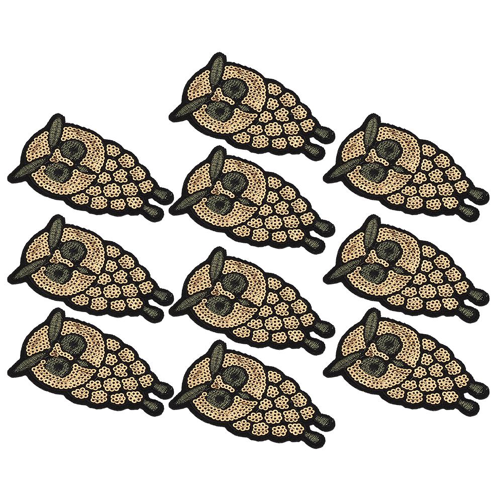 10pcs Owl Embroidered Patch Gold Little Animal Owl Clothes Applique Badge for Clothes Dress Bag