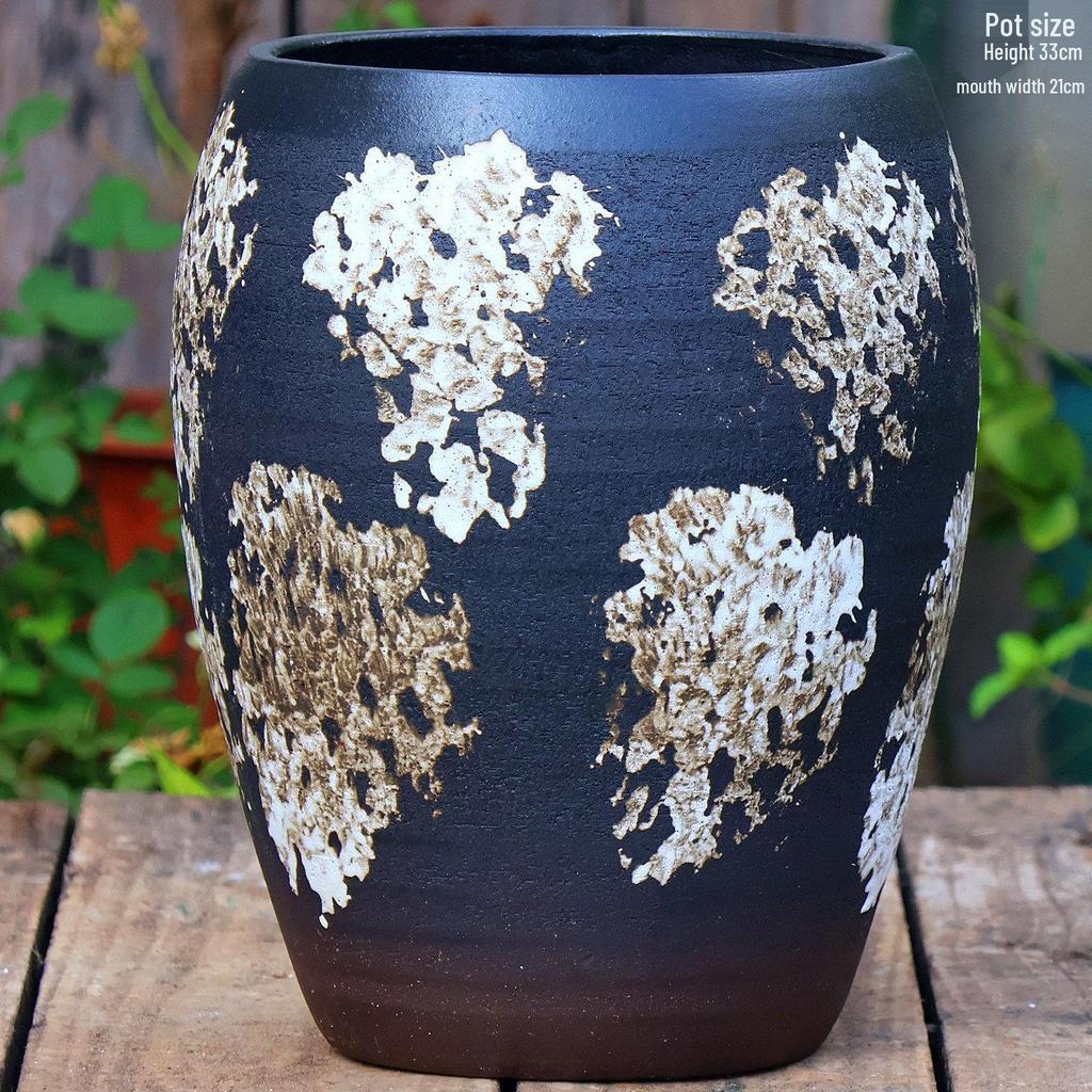 Vintage Ceramic Pot for Indoor/Outdoor Use – Large, Breathable Coarse Pottery for Green Plants, Tall Wide Mouth Design for Bougainvillea & Succulents