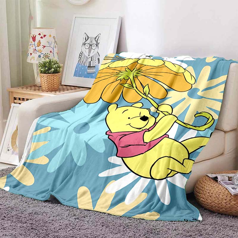 1PC Cartoon Winnie The Pooh Blanket Soft and Warm Flannel Material Suitable for Home Travel Camping RV Child Luxury Gift