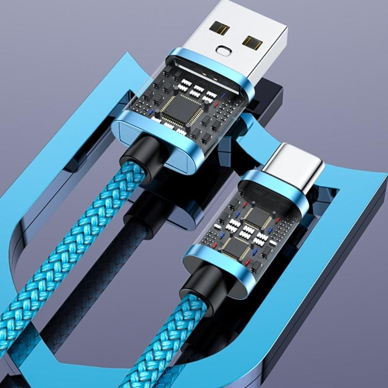 Плетеные кабели для зарядки телефона USB C Быстрая зарядка 3A Power Delivery 100 Вт 480 Мбит/с Передача данных для нескольких устройств
