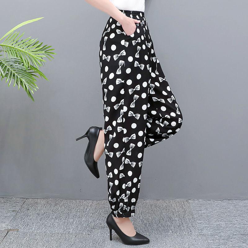 Spring and Summer Mother's Pants Wide-leg Plus Size Bloomers Cotton Silk High-waist Mosquito-proof Loose Trousers Women