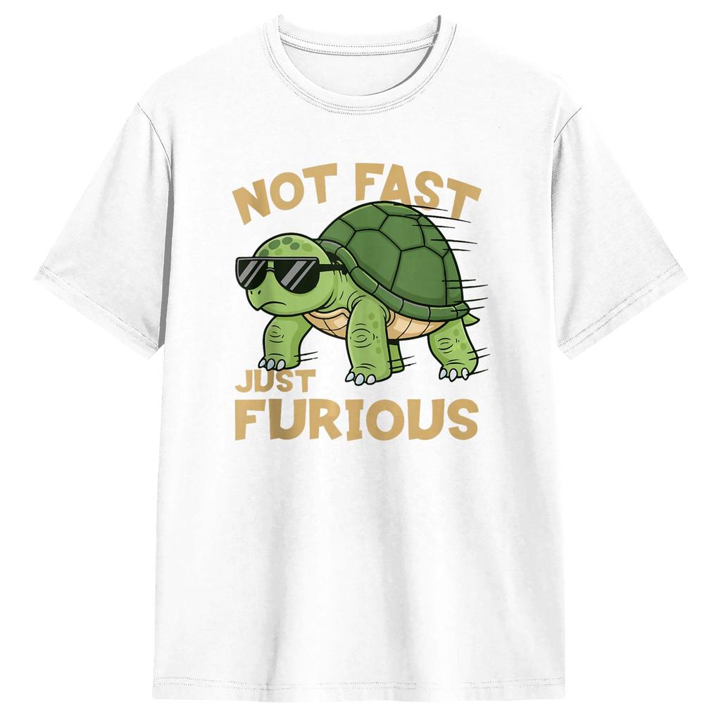 Vintage T Shirt Summer Not Fast Just Furious Turtle Funny Attitude Meme Trending TShirts Cotton Tee Shirt Unisexs Classic Clothes