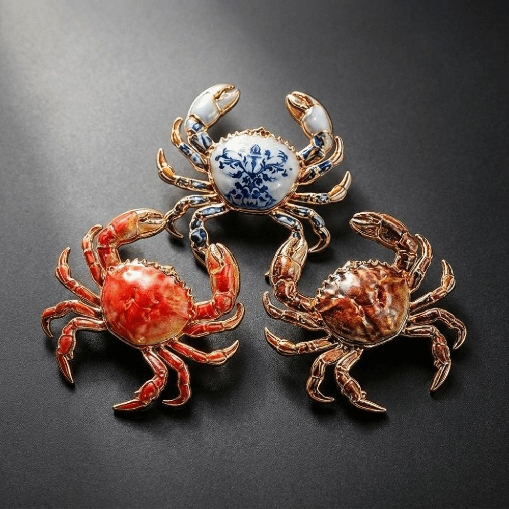 Metal Metal Pin 3D Relief Lapel Pin Gift Idea Crab Brooch Hats