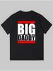 1 шт. Мужская хлопковая футболка с графическим принтом BIG DADDY - Черная с Белыми и Красными Буквами Унисекс Футболка