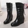 Модная обувь женская 2024 новые женские ботинки с боковой молнией на осень-зиму с круглым носком, однотонные, средней толщины, на танкетке, большие размеры, модные ботинки Zapatos