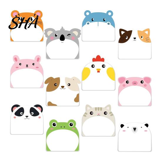 Farm Animal Memo Notes 12Pcs/Set Cartoon Self-Stick Note, 30 Sheets/Pad Self-adhesive Note Pad, Adhesive Set Super Sticking Power Post Stickies