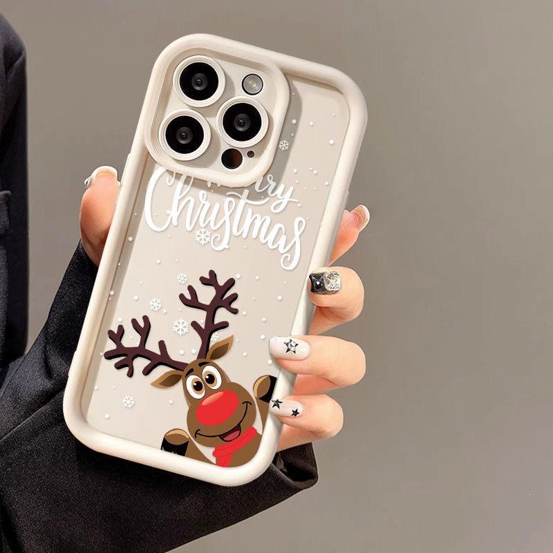 Рождественский мультяшный олень для чехла на телефон iPhone16ProMax 14 Apple 13 матовый 12/15 Премиум 11
